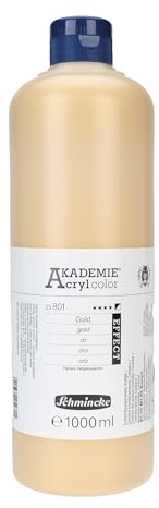 Schmincke - AKADEMIE® Acryl color, Gold 1 Liter, 23801029, feine Künstler-Acrylfarbe, brillant, hoch lichtecht und kadmiumfrei, für Acrylmalerei, Mixed Media
