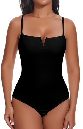 SHAPERIN Kvinnors skulpterande body shaper platt mage shapewear bodysuit stringlinne fyrkantig hals bodysuit shaper
