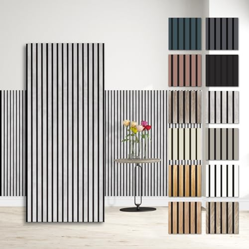 HEXIM Akustikpaneele 138,5x60cm - flexible Lamellenwand Holz MDF Wandpaneele Lamellenverkleidung Wandverkleidung Innendekoration schalldämmend (1 Paneel / 0,83 m² Chicago Concrete - APH10)