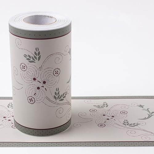 Jodimitty PVC Bordüre Selbstklebend 10 Meter x 10cm Blumenmuster Dekorative Wandbordüre Wasserdicht Taillenleiste Trim für Wohnzimmer Schlafzimmer (Einfache Pflanzen)