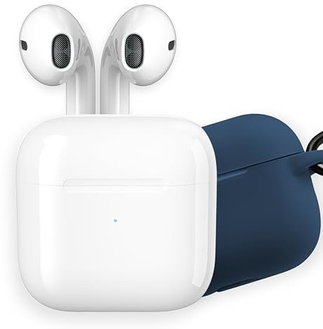 APM - Auriculares Bluetooth inalámbricos, Carcasa de Carga, Auricular inalámbrico, Sonido estéreo, Auricular Bluetooth, Carcasa de Silicona Azul Noche, Auricular Bluetooth, Compatible con PC