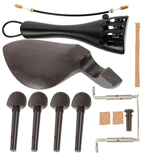TOGEVAL Violinenteile Holz Zubehör Satz 4/4 Violine Kinnhalter Stimmwirbel Saitenhalter Stabile Passform Für Geigenliebhaber