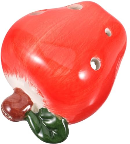 Ocarina 1 st keramik 6 hål ocarina liten storlek nybörjare musikinstrument lätt bärbar (röd)
