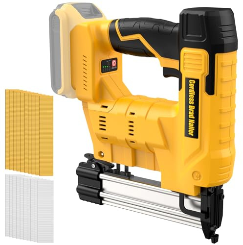 18 Gauge Cordless Brad Nailer & Staple Gun for De Walt 20V MAX Battery(No Battery), 2 in 1 Electric Nail Gun with 1000 Brad Nails and 1000 Staples for Home Improvement, DIY and Woodworking