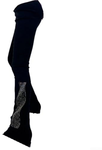 Pantalon d'entraînement de patinage avec doublure en polaire pour les conditions de patinoire froide, bande antidérapante taille haute, tissu extensible dans les 4 sens et poignets de cheville ajustés