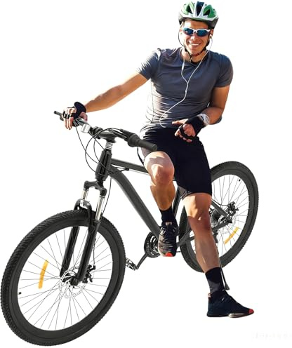 yunaoii VTT avec cadre rigide en acier haute résistance, 26 pouces, 21 vitesses, VTT avec freins à disque et suspension complète, vélo tout-terrain