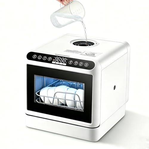Bordsdiskmaskin, Bordsdiskmaskin Utan Vvs Med 5 Liters Tank, Energieffektiv, 6 Diskprogram, 72℃ Högtemperaturrengöring Och 360° Centrifugeringsspray För Kök
