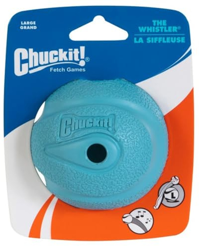 ChuckIt! Whistler boll hundleksak, hållbart högstudsande gummi engagerande hundboll, launcher kompatibel leksak för hundar, 1-pack, stor