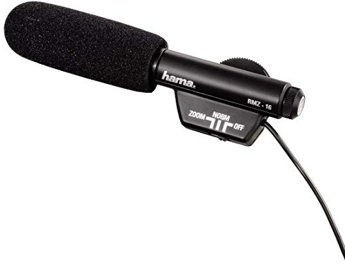 Hama Richtmikrofon für Camcorder, Spiegelreflex- und Systemkameras, Umschaltbare Richtcharakteristik, RMZ-16, Schwarz