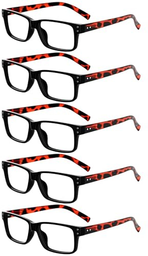 Eyekepper 1.50 Reading Glasses Men, Readers Women, 5pack Tortoise Arms | Mens Womens Reader Eyeglasses, Retro Cheaters, All-Day Comfort Spring Hinges, Scratch Resistant for Work/Crafts
