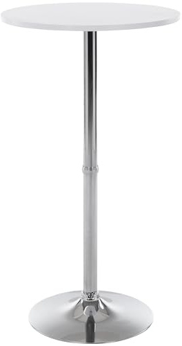 CLP Tavolino Tondo Bar Moderno I Tavolino Alto Da Appoggio Superficie In Legno Ø 60 I Tavolino Rotondo Gastronomia Alt. 110 CM, Colore:bianco