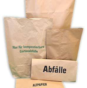 25 St. Papier-Bioabfallsäcke 120l Format 70x95x22 cm Motiv: unbedruckt, 2lagig, mit extra Bodendeckblatt