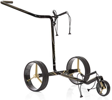 JuCad Carbon Special Edition Golf Trolley 3-rädrig I Golf Caddy I Schwarz Gold Design
