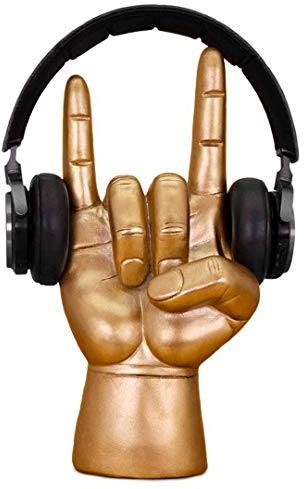 Luckies of London | Kopfhörer Ständer Rock On| Headset-Halterung & Kopfhörer-Halter | Organizer Gaming-Schreibtisch-Deko | Schreibtisch-Zubehör Gadgets | Schmuck- oder Kopfhörer-Halterung | Gold