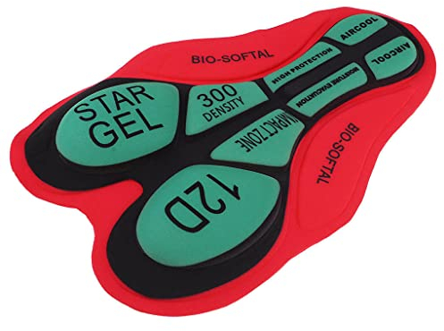 B Baosity Atmungsaktiv Gel-Polster 3D Pad Gel-Polsterung für Radhose Radlerhose Fahrradhose Fahrradbekleidung Kissen - 12D Rot Grün