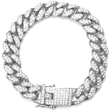 Einsgut Bracciale Hip Hop placcato oro Iced Out Diamond catena a maglie cubane di Miami per uomini e donne, metallo cristallo