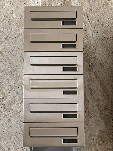 Briefkastensysteme 4er 5er 6er Briefkastenanlage 4x 5x 6x Einbaubriefkästen 100% Edelstahl Mauerdurchwurf 4- Fach 5-Fach 6-Fach Postkasten modern DIN A4 wetterfest (6-Fach)