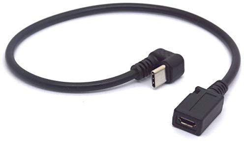 PIIHUSW U Shaped Type C to Micro USB Cable, 180 Degree Angle USB-C Male to Micro USB Female Powerline Gaming Cord Adapter Support Charge and Sync for Laptop, Mobile Phone, Tablets (25cm)