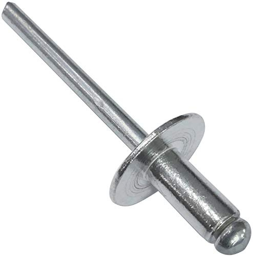 AERZETIX - 100 st blindnitar Ø4,8 x 10 mm med 14 mm brett huvud - DIN 7337 C - stambrytande pop-nit - aluminium/stål - C48265