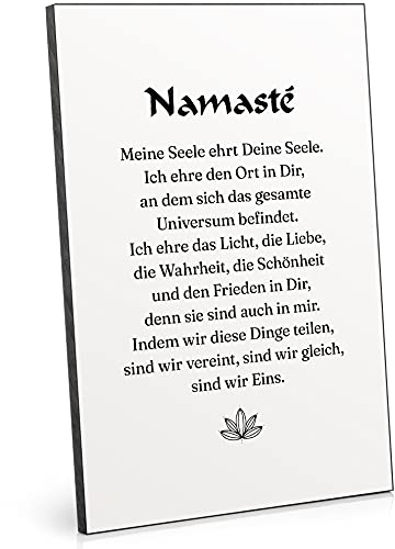 ARTFAVES® Holzbild mit Spruch - Namasté | modernes Holzschild schwarz-Weiss zur Dekoration oder als Geschenk zum Thema Liebe/Spiritualität/Yoga/Freundschaft