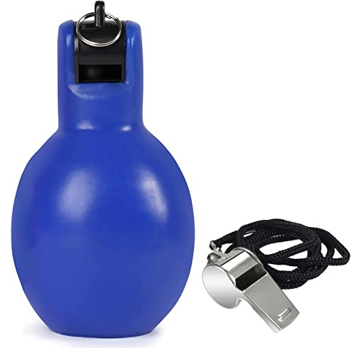 Dingfeiyu1 Pezzi Squeezy Fischietto a Mano, 1 Pezzi Metallo Fischietto Arbitro, per attività all'aperto,arbitri, Allenatori, bagnini, Calcio, Pallacanestro, Regalo per Bambini (Blu)