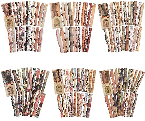 RISYPISY Vintage/Antik-Look Scrapbook Dekoration, 120 Stück gebrannte alte dekorative Aufkleber für Journaling, Fotorahmen, Decoupage