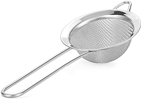 Kafoor Fine Mesh Strainer - 2.8 Inch Round Sieve - Tea Strainers for Loose Tea, Coffee Strainer, Food Strainer, Juice Strainer, and Much More!