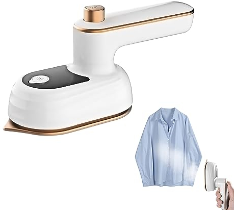 Reisebügeleisen Dampf Mini Faltbares Tragbares Reisebügeleisen mit 50ml Wassertank,30s Schnellaufheizung,90°und 180°drehbar Minibügelleisen für Zuhause und Unterwegs(Reis Weiß)