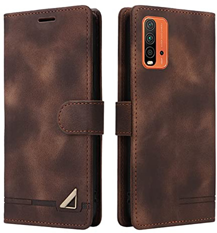 OKZone Kompatibel mit Xiaomi Redmi 9T/9 Power/Poco M3 Hülle, Halterung Standfunktion Kartenfach Wallet Schutzhülle Stoßfest Leder Schutzhülle Handyhülle für Xiaomi Redmi 9T/9 Power/Poco M3 (Braun)