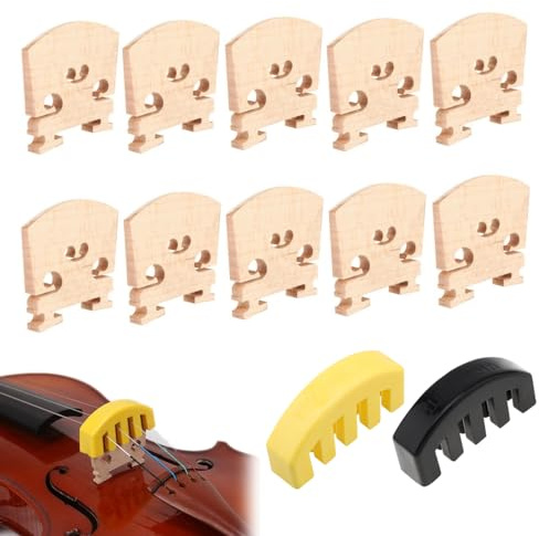 MuzcYM 10 puentes de violín de arce macizo 4/4 con 2 silenciadores de violín, puente y silenciador