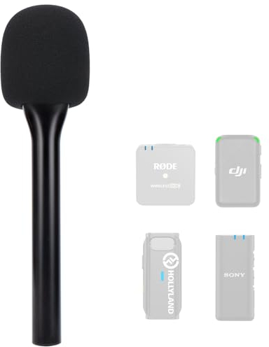 SUNMON Handheld Wireless Mic Stand for DJI Mic, Holder for Rode Wireless GO 2, Wireless Microphone Interview Handheld for DJI Mic 2, Rode Wireless Pro, Synco G1/A2, Movo and More