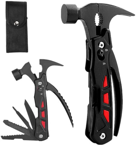 12 IN1 Multitool Werkzeug Zubehör für Papa Männer Frauen,Survival Gadgets Multifunktionswerkzeug mit Hammer Zange Messer Säge Schraubendreher für Zuhause Camping Wander Autos