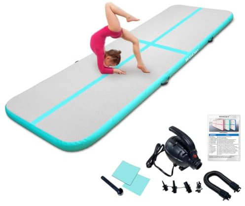 Uppblåsbar luftmatta, tumble track, 3 m/4 m/5 m, gymnastikmatta, 10 cm hög, halkfri gymnastikmatta för hem, utomhus, fitness, yoga, träning, cheerleading