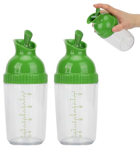 2 pezzi Contenitore da shaker insalata, da 200 ml di salsa insalata bottiglia prevenire la bottiglia di condimento di perdita con coperchio per aceto di olio di soia (Verde)