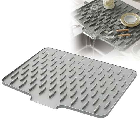 XINSUO Tapis Égouttoir pour Vaisselle en Silicone - Antidérapant et Drainant, Rapide Séchage, pour Évier de Cuisine (sans BPA, Facile à Nettoyer) | Protège Comptoir et Anti-Calcaires