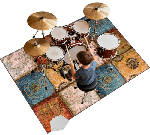ZAJENKUB Alfombra para batería Insonorizada, Alfombras Acusticas Antideslizante 120 x 70 cm Kit Profesional de Batería de Jazz Electrónico, Drum Rug, Alfombra de Tambor Electrónica