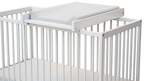 WEBABY - Plan à langer MONA Blanc |75 x 51,5 x 7 cm| Table à langer pour lit bébé 60x120cm | Installation sécurisée | Léger | Maniable | Pratique | Gain de place