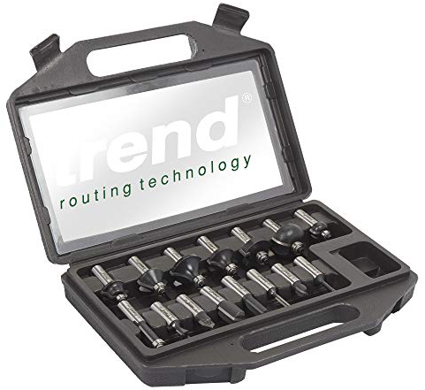 Trend 15 Piece Router Cutter Starter Set, 1/2 Inch Shank, Tungsten Carbide Tipped, Storage Case Included, SET/SS9X1/2TC