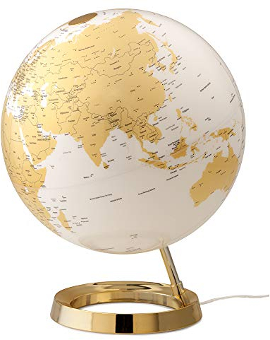 Tecnodidattica – Mappamondo Light&Colour Metal Gold | Luminoso, girevole, con cartografia Politica aggiornata | Lampada di design | Diametro 30 cm