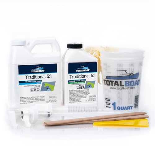TotalBoat 5:1 Marine Epoxy Resin for Fiberglass & Wood - 1 Quart Kit, Fast