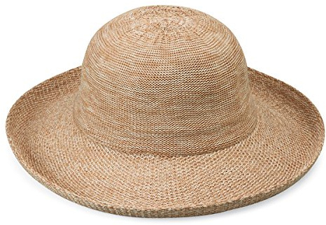 Wallaroo Hat Company Women’s Petite Victoria Sun Hat – Packable Design and Adjustable Sizing for Smaller Crown Sizes – Sophisticated Style for Parties, Beach and Outdoor Events (Mixed Camel)