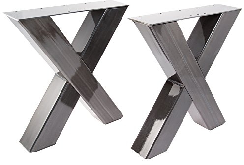2er Set Bankgestell X 8080 in Stahl Optik - Bankbeine - Bank X - Sitzbank - Loft DIY Projekt Metall