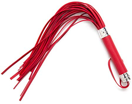 Shawa Flogger Fouet en Cuir Cravache Esclave Fetish S&M Bondages Massage Fouet à la Fessée Sex Toys Un Jeu de rôle Accessoire de théâtre (Rouge)