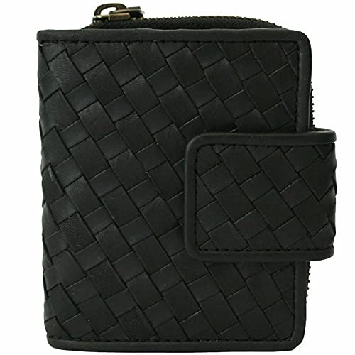 Hill Burry mit RFID Schutz kleine Geldbörse Portemonnaie, Portmonee aus Leder Frauen Damen Langbörse Geldbeutel Geldtasche Frauen Design (Hill Burry Netz Kollektion, schwarz)