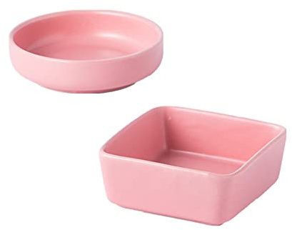 Lot de 2 supports de trombones carrés en céramique de forme ronde - Pour bureau, école, maison, bureau - Accessoires mignons (rose)