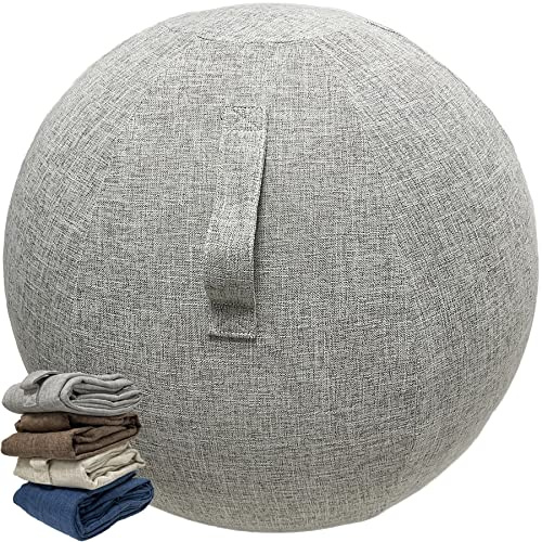 Alywen Housse Ballon Gym Housse Ballon de Exercice Swiss Ball Bureau Anti-saleté Durable Protection Antidérapante (65cm, Gris Blanc)
