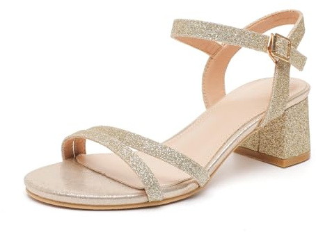 WUIWUIYU Sandales à Bout Ouvert et Talon Bas et Bride Cheville pour Femmes Confortable pour Un Usage Quotidien
