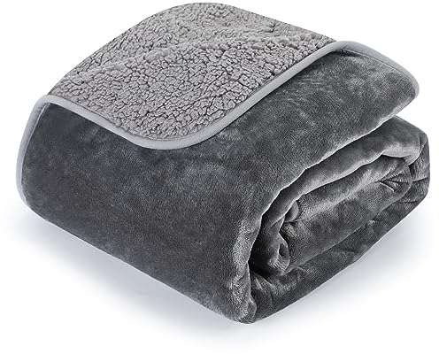 HAPPY HACHI Hundedecke wasserdichte Sofa, 150x127cm Fleece Hunde Decke Warme Hundedecke Sofaschutz, Waschbar Hundedecke Flauschig (Grau-Neu)