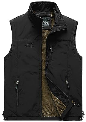 Btmpmcs Hommes Polaire Gilet en Hiver Ultra Légère Veste Padded Bodywarmer de Sport sans Manche Coupe-vent Gilet de Pêche Photographie en Plein air Manteau Matelassée Epais en Chaud