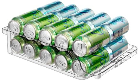 BingoHive 1 Unidades de Organizador de latas de refresco Ajustable de Ancho Transparente para refrigerador, dispensador de latas de refresco expandible para Cerveza, refrescos, Cocina, despensa